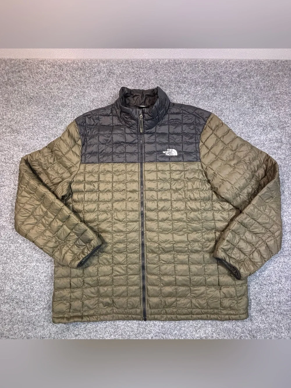 The North Face ThermoBall Eco Jacket Mens XXL Olive Green Black Full Zip